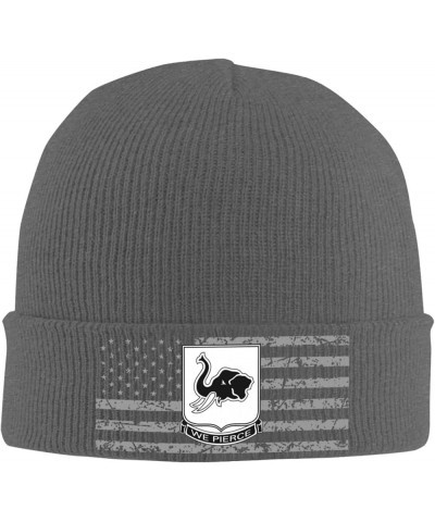 64th Armor Regiment Knitted Hat Winter Soft Warm Beanie Hats Black Deep Heather $18.96 Skullies & Beanies