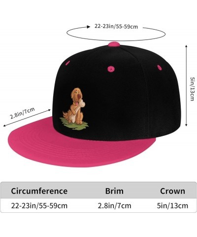 The Dog Holding The Bone Snapback Hat for Men Women Baseball Cap Trucker Flat Bill Hats Dad Caps Pink $12.12 Baseball Caps