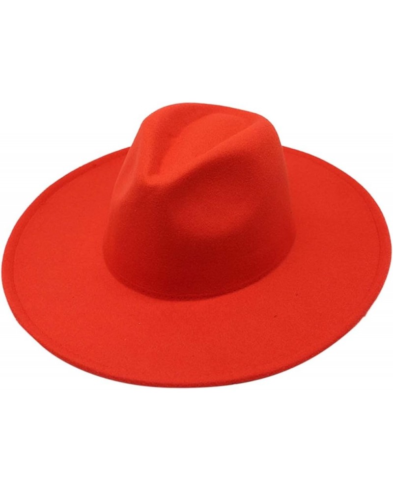 Plain Trucker Cap Unisex Fashion Solid Color British Large Woolen Jazz Hat Red $10.08 Fedoras