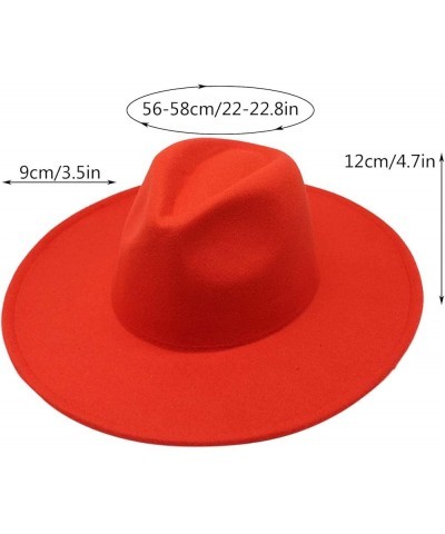 Plain Trucker Cap Unisex Fashion Solid Color British Large Woolen Jazz Hat Red $10.08 Fedoras