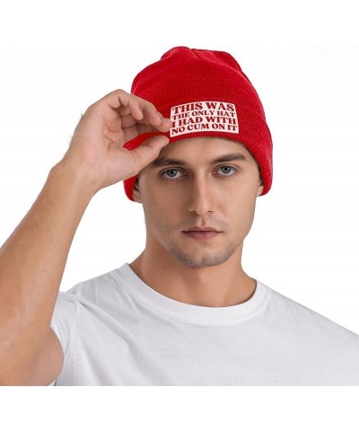 This was The Only Hat I Had with No Cum On It Beanie Hat for Men Women Warm Winter Cap Funny Fashion Knit Hat Red $9.89 Skull...