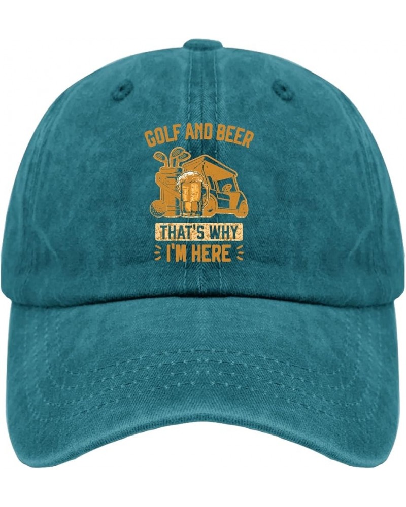 Golf and Beer That's WHY I'm HERE Hats Vintage Cotton Washed Baseball Caps Adjustable Dad Hat Crazy Cyan Blue $9.50 Baseball ...