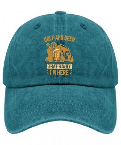 Golf and Beer That's WHY I'm HERE Hats Vintage Cotton Washed Baseball Caps Adjustable Dad Hat Crazy Cyan Blue $9.50 Baseball ...