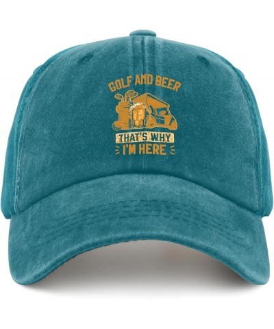 Golf and Beer That's WHY I'm HERE Hats Vintage Cotton Washed Baseball Caps Adjustable Dad Hat Crazy Cyan Blue $9.50 Baseball ...