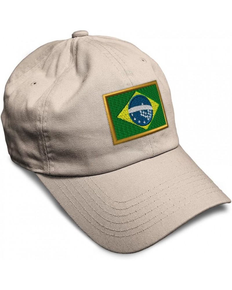 Soft Baseball Cap Brazil Futbol America Cup Dad Hats for Men & Women Stone $16.23 Baseball Caps