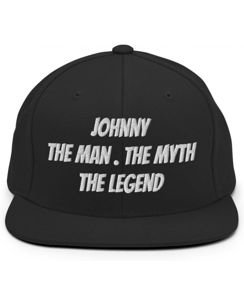 Legendary Johnny Snapback Hat, Johnny-The Man The Myth The Legend - Embroidery Black $20.59 Baseball Caps