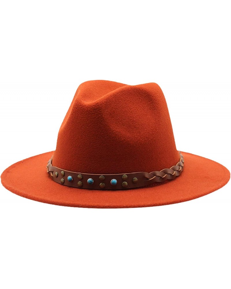 Simple Fedora Hats for Women British Retro Chain Wide Brim Woolen Jazz Top Hat Autumn and Winter Men's Panama Hat $17.45 Fedoras