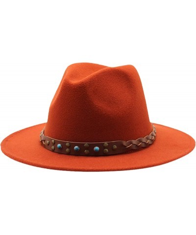 Simple Fedora Hats for Women British Retro Chain Wide Brim Woolen Jazz Top Hat Autumn and Winter Men's Panama Hat $17.45 Fedoras