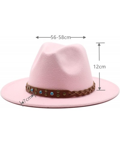 Simple Fedora Hats for Women British Retro Chain Wide Brim Woolen Jazz Top Hat Autumn and Winter Men's Panama Hat $17.45 Fedoras