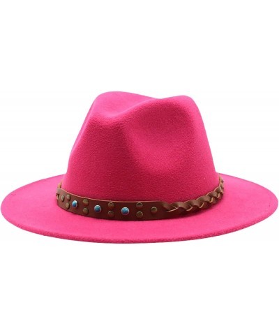 Simple Fedora Hats for Women British Retro Chain Wide Brim Woolen Jazz Top Hat Autumn and Winter Men's Panama Hat $17.45 Fedoras