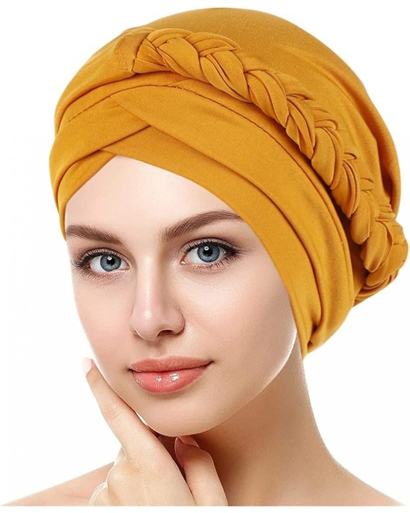 Women Chemo Cancer Head Hat Pleated Beanies Turban Wrap Caps Ethnic Bohemia Twisted Hair Cover Hat Womens Braid Muslim Cap Ye...