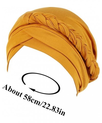 Women Chemo Cancer Head Hat Pleated Beanies Turban Wrap Caps Ethnic Bohemia Twisted Hair Cover Hat Womens Braid Muslim Cap Ye...