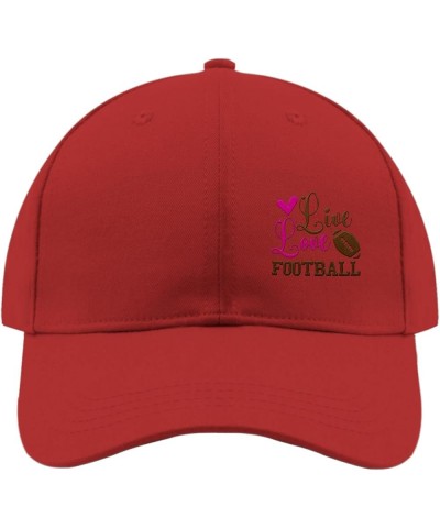 Live Love Football Baseball Cap Funny Dad Hat for Women Embroidery Gift for Grandpa Golf Caps for Vacation Red $16.16 Basebal...