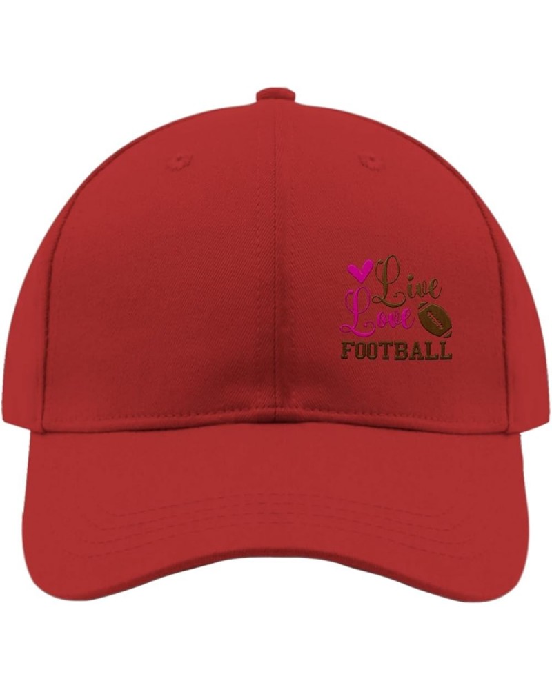 Live Love Football Baseball Cap Funny Dad Hat for Women Embroidery Gift for Grandpa Golf Caps for Vacation Red $16.16 Basebal...