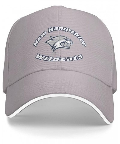 University of New Hampshire Logo Unisex Classic Hat Adjustable Fashion Casquette for Men Women Gray $8.26 Baseball Caps