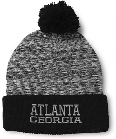 Custom Pom Pom Beanies for Women Georgia Atlanta America USA Embroidery Skull Cap Acrylic 1 Size Heather Gray Black Design On...