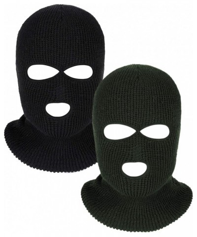 2 Pieces Knitted Full Face Cover 3 Hole Mask Winter Balaclava Face Cover, One Size Black and Navy Green $7.00 Balaclavas