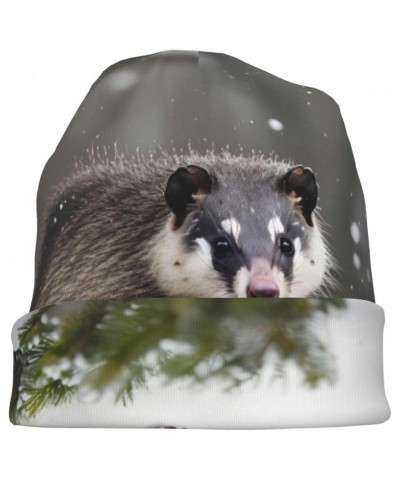 Opossum in Snow Stylish & Comfortable Knit Hat with Brim - Perfect Winter Wear for Men & Women â€" Ideal Gift for Cold Weathe...