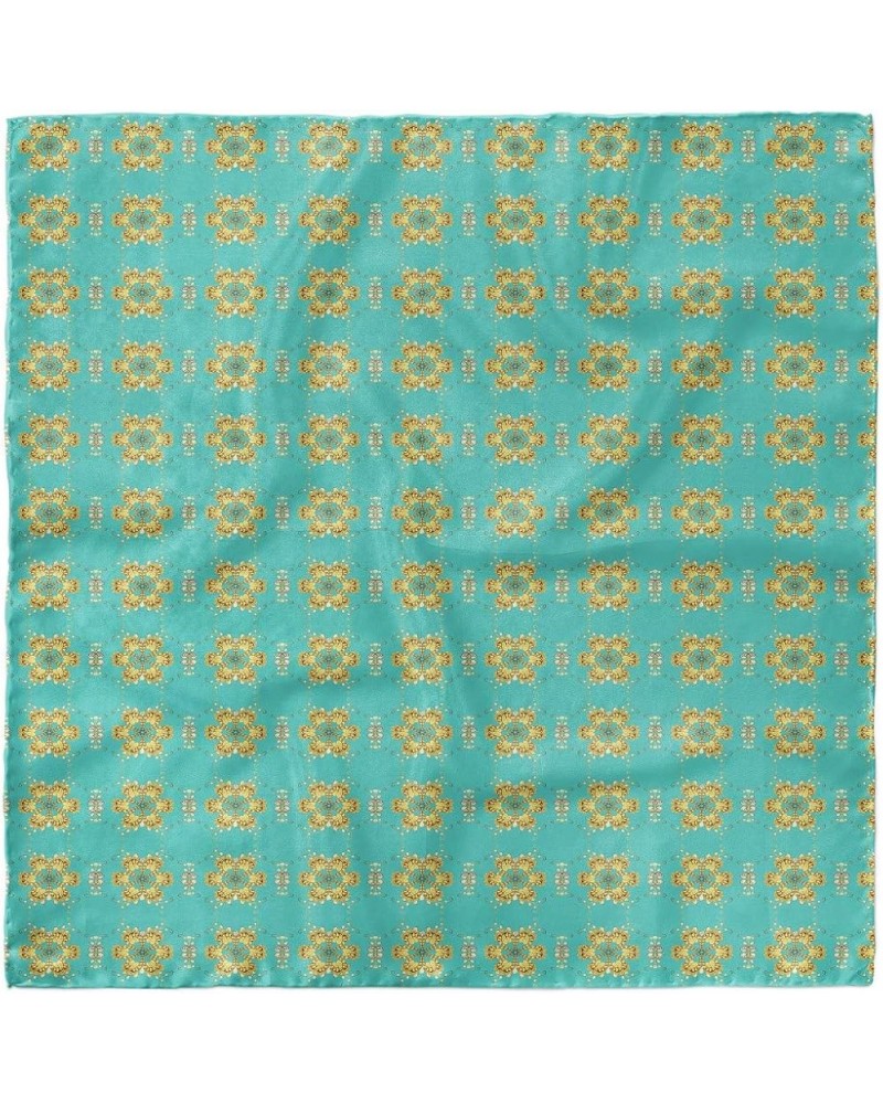 Yellow Damask Head Scarf, Geometric Tile, Hair Wrap Turquoise Yellow $16.42 Scarves