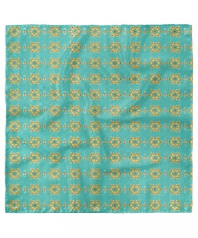 Yellow Damask Head Scarf, Geometric Tile, Hair Wrap Turquoise Yellow $16.42 Scarves