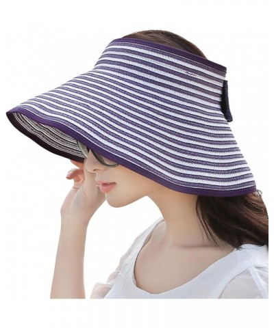 Sun Hats for Women Summer Wide Brim Lightweight Portable Summer Beach Hat Large Floppy Foldable Roll Up Beach Sun Cap Purple ...