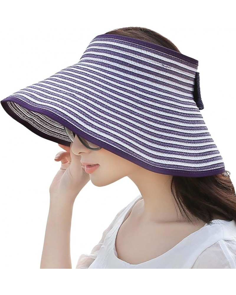 Sun Hats for Women Summer Wide Brim Lightweight Portable Summer Beach Hat Large Floppy Foldable Roll Up Beach Sun Cap Purple ...