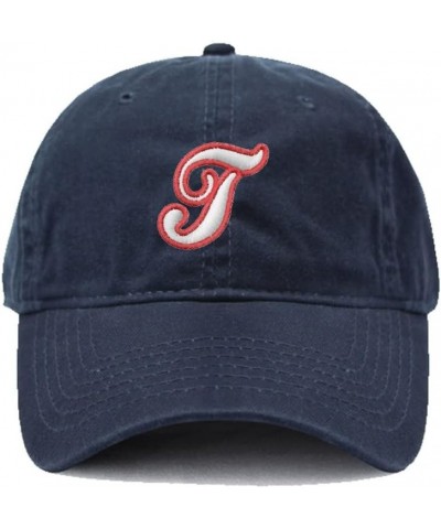 Men's Baseball Caps Baseball Letter T Embroidered Dad Hat Washed Cotton Hat Navy $12.99 Baseball Caps