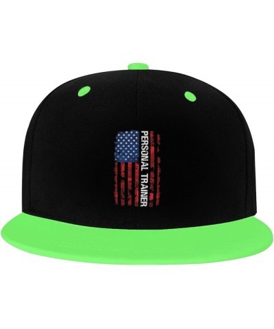 American Flag Personal Trainer Snapback Hat for Men Women Baseball Cap Trucker Flat Bill Hats Dad Caps Green $14.54 Baseball ...