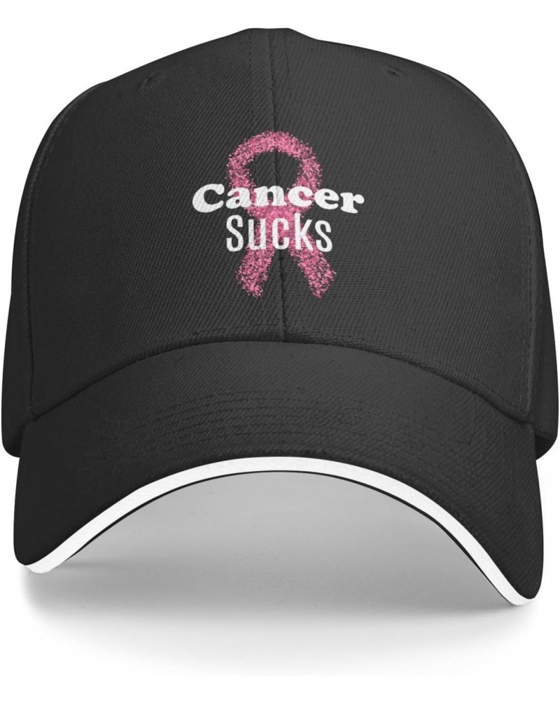 Breast Cancer Sucks Comfortable Sandwich Bill Cap Perfect for Leisure Black $13.04 Baseball Caps