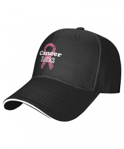 Breast Cancer Sucks Comfortable Sandwich Bill Cap Perfect for Leisure Black $13.04 Baseball Caps