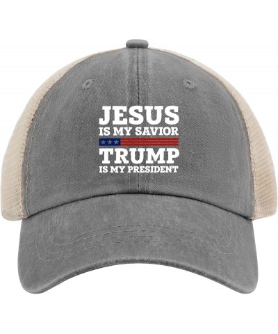 Jesus is My Savior, Trump is My President Hat Womans Hat Womens Sun Hat Gifts for Grandpa Cool Hats Gray024 $10.19 Sun Hats