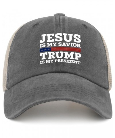 Jesus is My Savior, Trump is My President Hat Womans Hat Womens Sun Hat Gifts for Grandpa Cool Hats Gray024 $10.19 Sun Hats