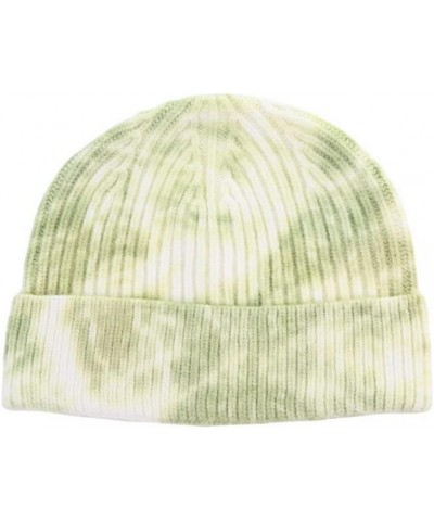 Unisex Colorful Tie-dye Printed Knitted Hat Woolen Melon Leather Cap Green $13.32 Skullies & Beanies