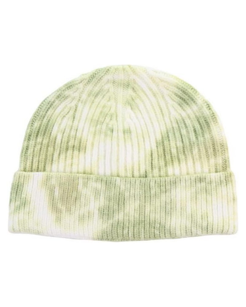 Unisex Colorful Tie-dye Printed Knitted Hat Woolen Melon Leather Cap Green $13.32 Skullies & Beanies