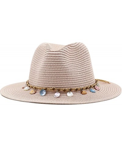 Panama Hat Summer Leisure Sun Hats for Women Men Beach Straw Hats UV Sun Protection Travel Caps Pink $18.21 Sun Hats