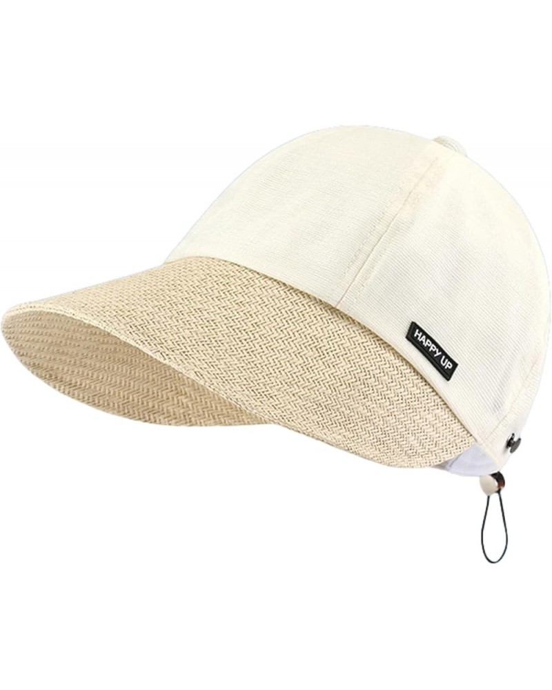 Sun Visor Hat Women Wide Straw Brim Summer Beach Hat Sun Protection 2024 Hanging Mask Fisherman Hat Beige $12.17 Sun Hats