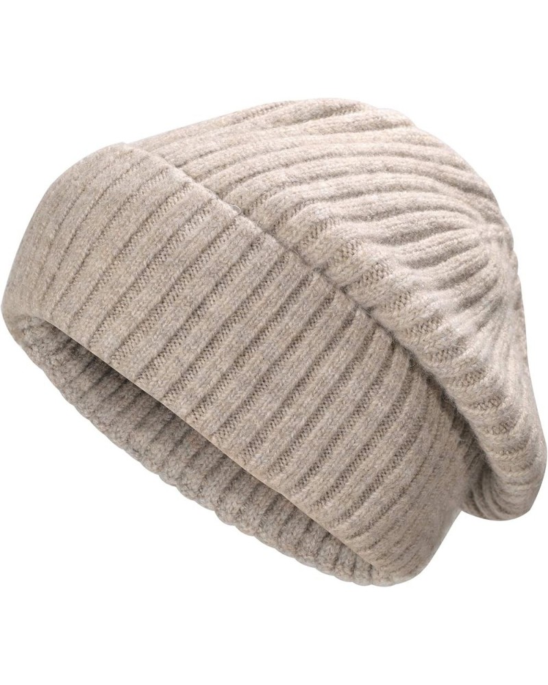 Winter Slouchy Beanie Hat Warm Ribbed Knit Stretch Skull Cap for Women Men Solid Khaki $10.00 Skullies & Beanies