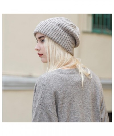 Winter Slouchy Beanie Hat Warm Ribbed Knit Stretch Skull Cap for Women Men Solid Khaki $10.00 Skullies & Beanies