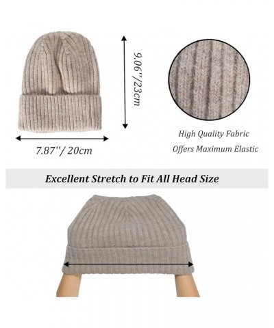 Winter Slouchy Beanie Hat Warm Ribbed Knit Stretch Skull Cap for Women Men Solid Khaki $10.00 Skullies & Beanies