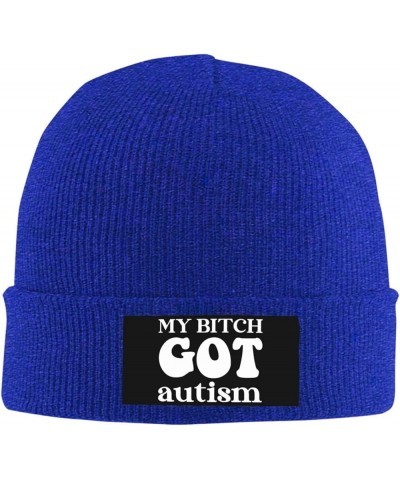 My Bitch Got Autism Warm Daily Skull Cap,Gift for Men Women Winter Knit Hat Blue $11.64 Skullies & Beanies