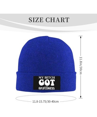 My Bitch Got Autism Warm Daily Skull Cap,Gift for Men Women Winter Knit Hat Blue $11.64 Skullies & Beanies