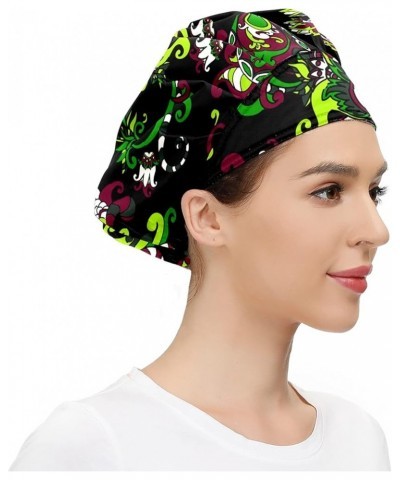 Adjustable Working Caps, Tie Back Cover Hair Bouffant Hats Sweatband for Women Men, One Size Fit All - 14 Beautiful Floral (4...