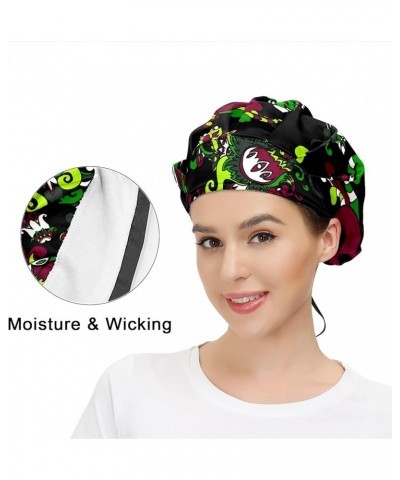 Adjustable Working Caps, Tie Back Cover Hair Bouffant Hats Sweatband for Women Men, One Size Fit All - 14 Beautiful Floral (4...