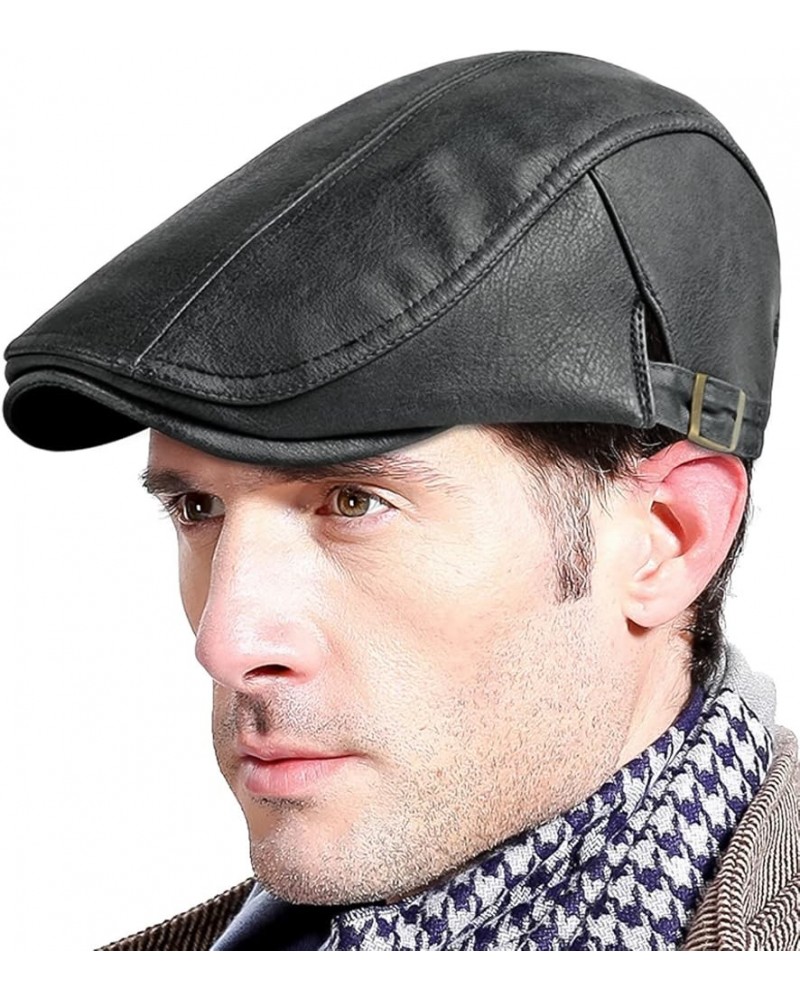 Men's Beret Wool Hat Plaid Ivy Cap Gatsby Newsboy Cap Adjustable Driving Cabbie Winter Lightweight Cap Black-3 $16.17 Newsboy...