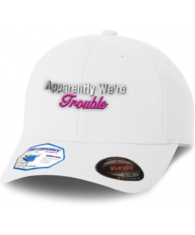 Flexfit Hats for Men & Women Apparently We're Trouble Polyester Dad Hat Baseball Cap White $14.70 Baseball Caps