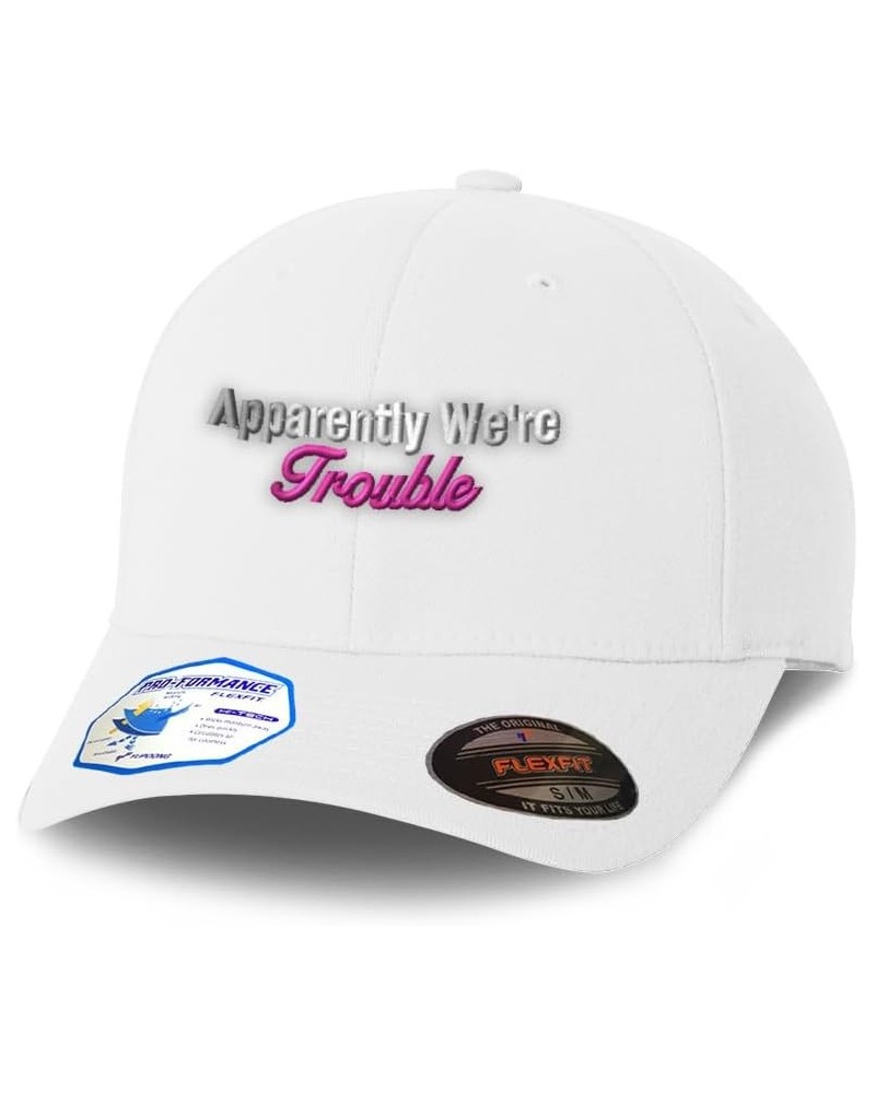 Flexfit Hats for Men & Women Apparently We're Trouble Polyester Dad Hat Baseball Cap White $14.70 Baseball Caps