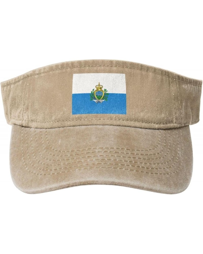 Flag of San Marino Sport Sun Visor Hats Adjustable Empty Top Baseball Cap Denim Cap Black Natural $10.05 Visors