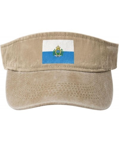 Flag of San Marino Sport Sun Visor Hats Adjustable Empty Top Baseball Cap Denim Cap Black Natural $10.05 Visors