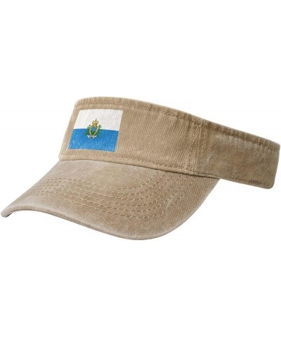 Flag of San Marino Sport Sun Visor Hats Adjustable Empty Top Baseball Cap Denim Cap Black Natural $10.05 Visors