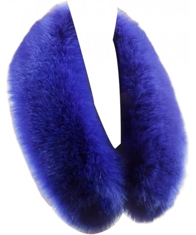 Faux Fur Collar Scarf for Women Men Black Fur Scarves Neck Warmer for Spring Fall Winter Jacket Royal Blue $9.44 Scarves